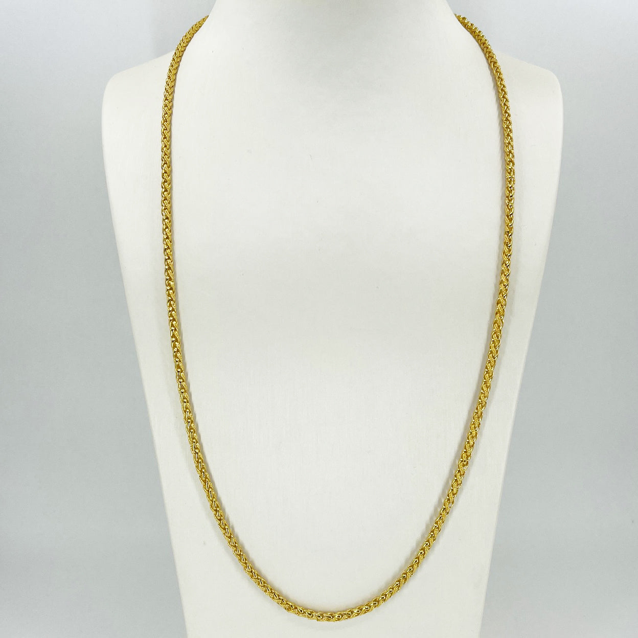 24K Solid Yellow Gold Braided Rope Chain 38.2 Grams 995