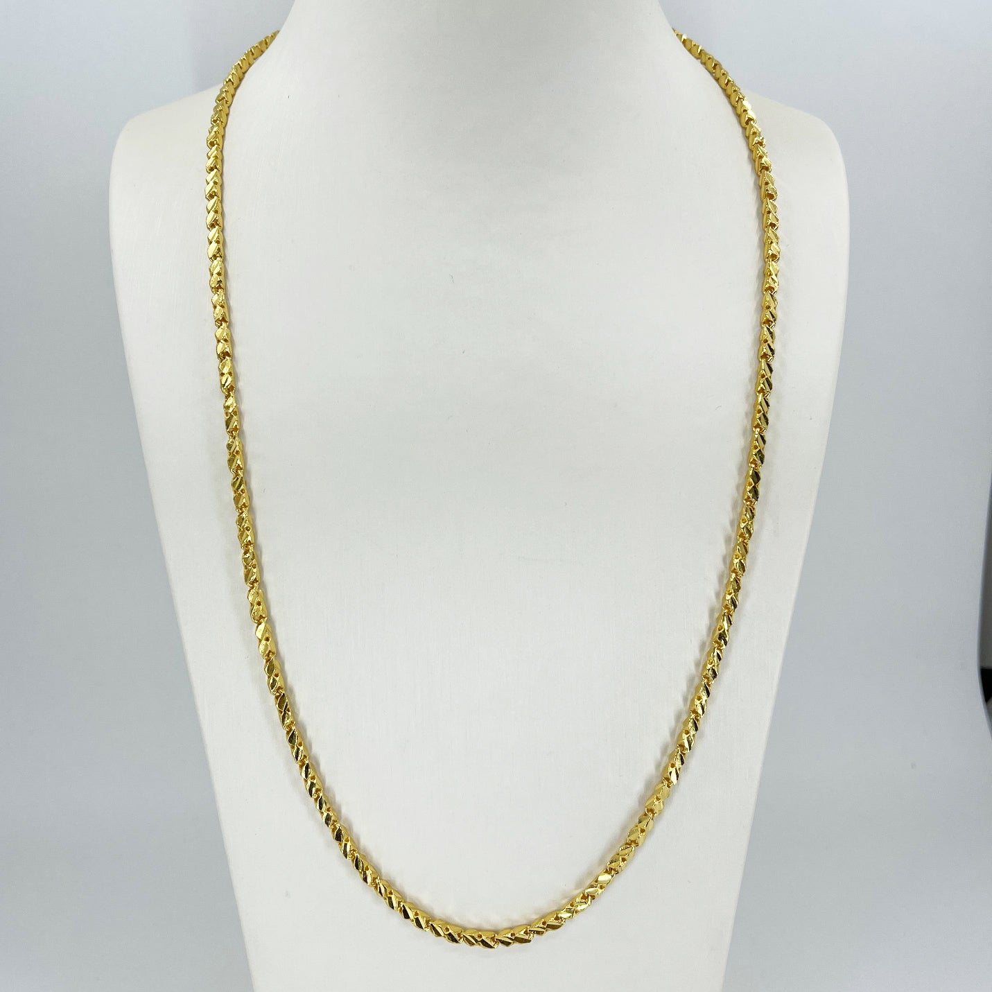 24K Solid Yellow Gold Square Link Chain Grams 24