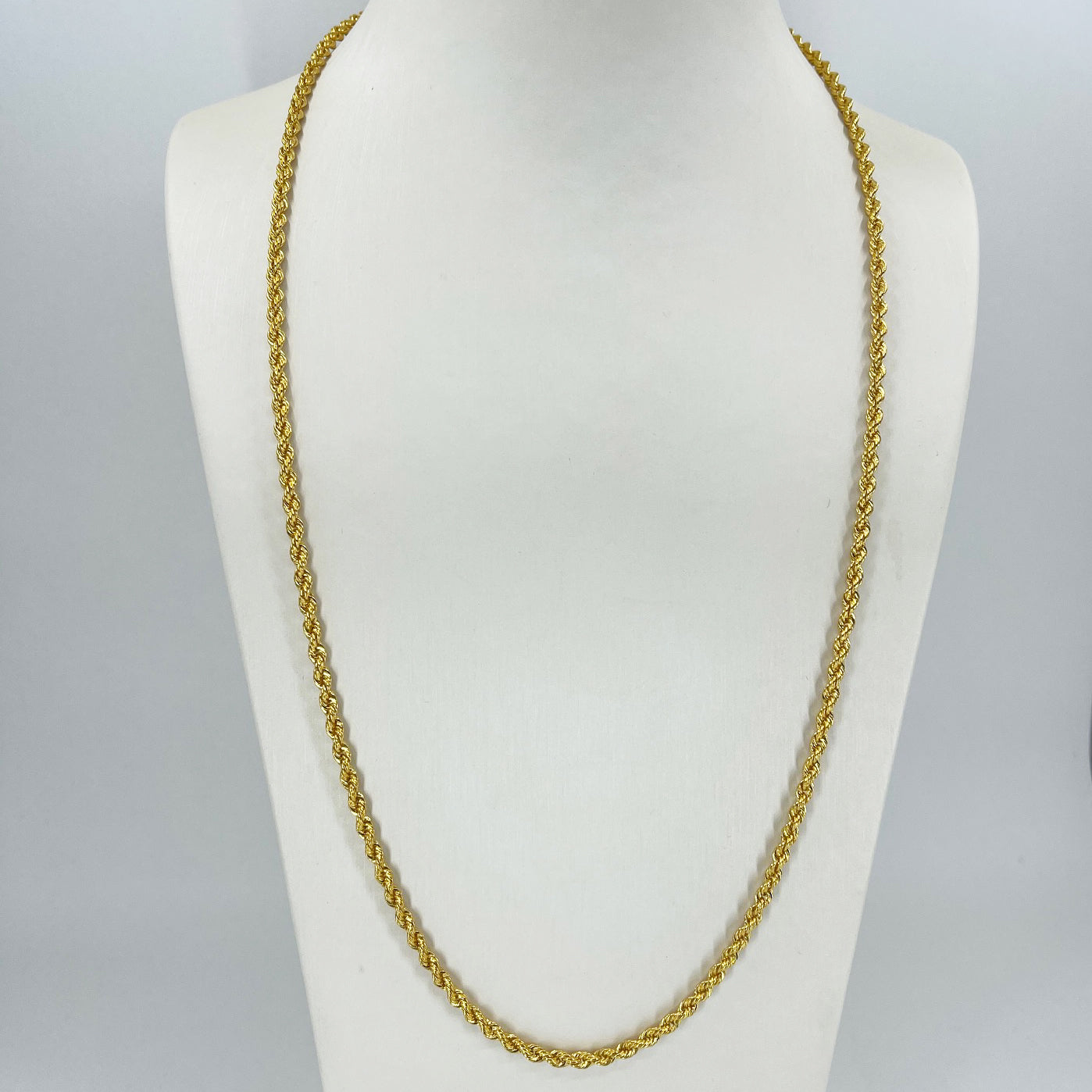 24K Solid Yellow Gold Rope Chain 39.2 Grams 24