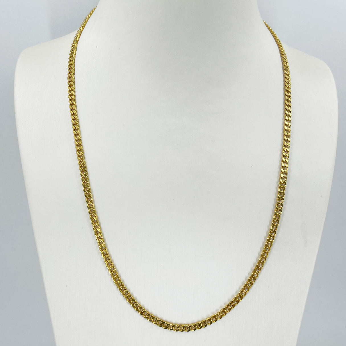 24K Solid Yellow Gold Flat Cuban Link Chain Grams 20