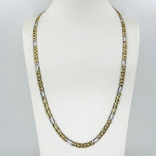 Load image into Gallery viewer, 14K Solid Two Tone White Yellow Gold Figaro Style Link Chain 24&quot; 29.7 Grams
