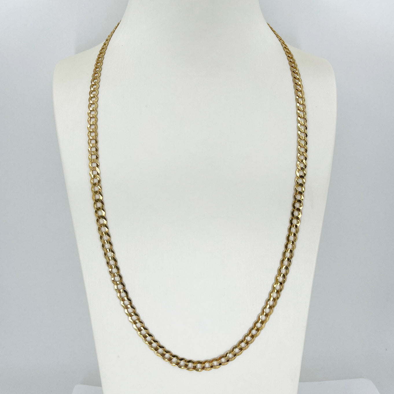 14K Solid Yellow Gold Cuban Link Chain 24