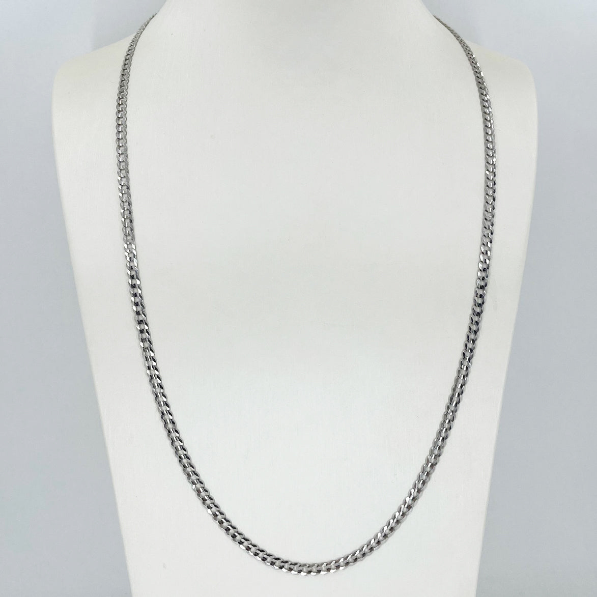 14K Solid White Gold Cuban Link Chain 24