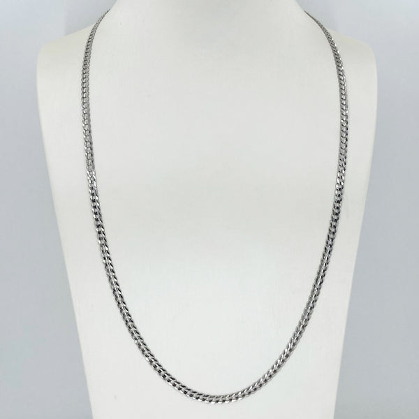 14K Solid White Gold Cuban Link Chain 24" 8.8 Grams
