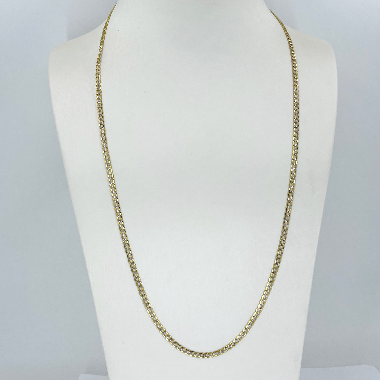 14K Solid Yellow Gold Stone Cut Cuban Link Chain 24