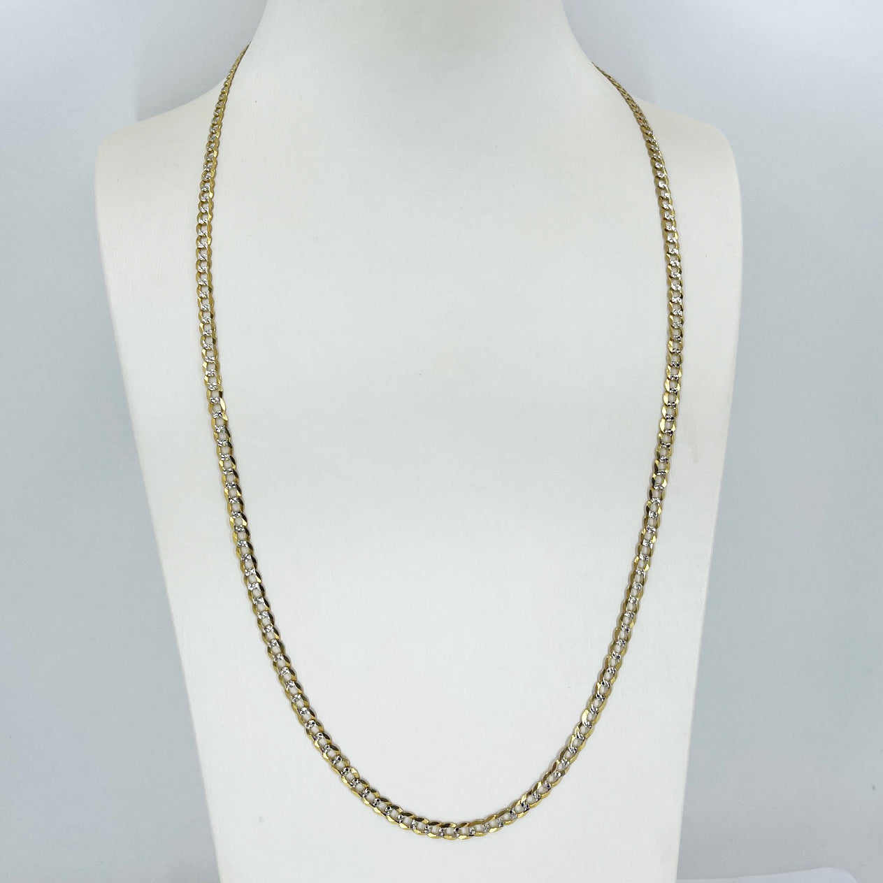 14K Solid Yellow Gold Stone Cut Cuban Link Chain 24" 9.8 Grams