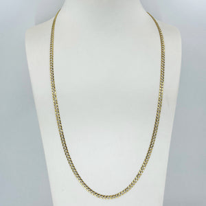 14K Solid Yellow Gold Stone Cut Cuban Link Chain 24" 9.4 Grams