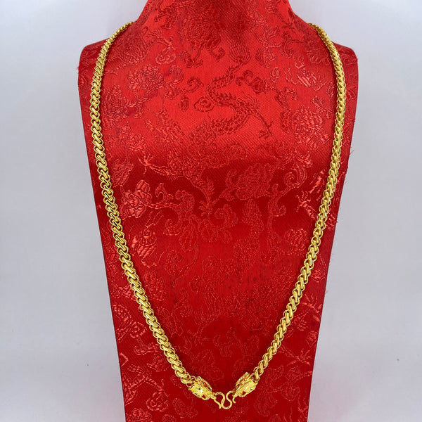 24K Solid Yellow Gold Twin Dragon Link Chain 39.5 Grams 26.5" 9999