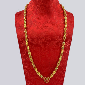 24K Solid Yellow Gold Barrel Link Chain 61.3 Grams 24" 999