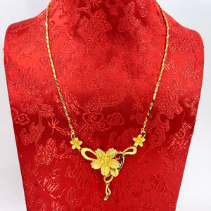 24K Solid Yellow Gold Wedding Flower Chain 18.7 Grams
