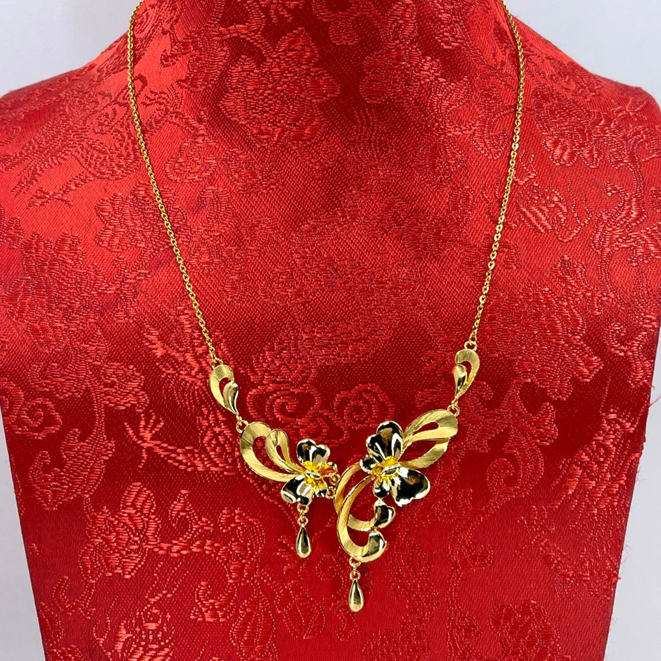 24K Solid Yellow Gold Wedding Butterfly Chain 14.92 Grams