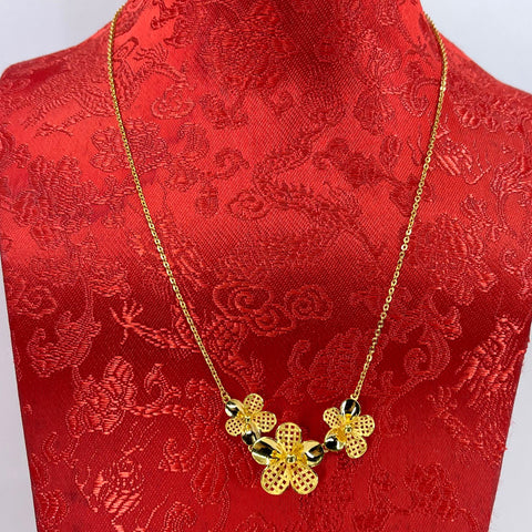 24K Solid Yellow Gold Wedding Flower Chain 11.1 Grams