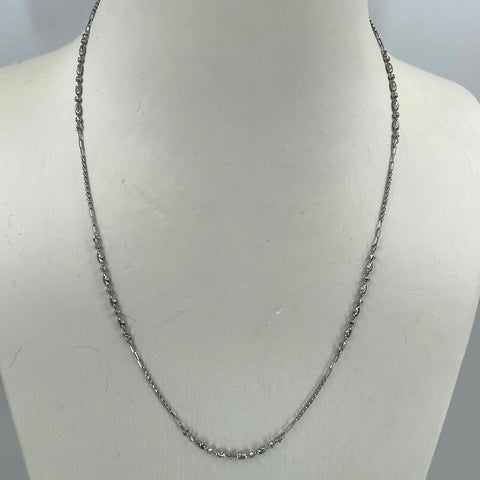 18K Solid White Gold Beads Chain 17" 3.7 Grams
