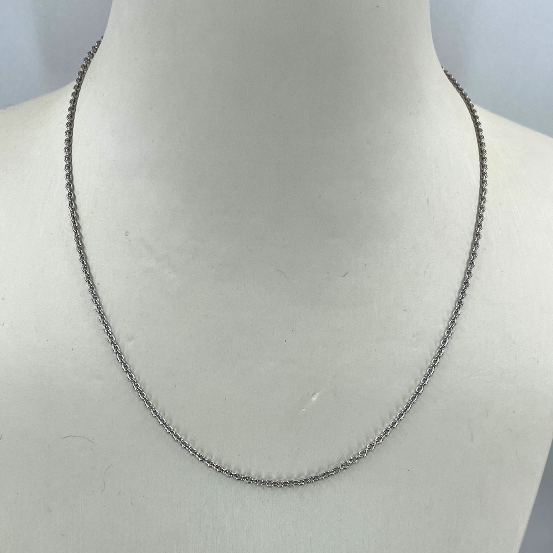 18K Solid White Gold Cable Link Chain 16