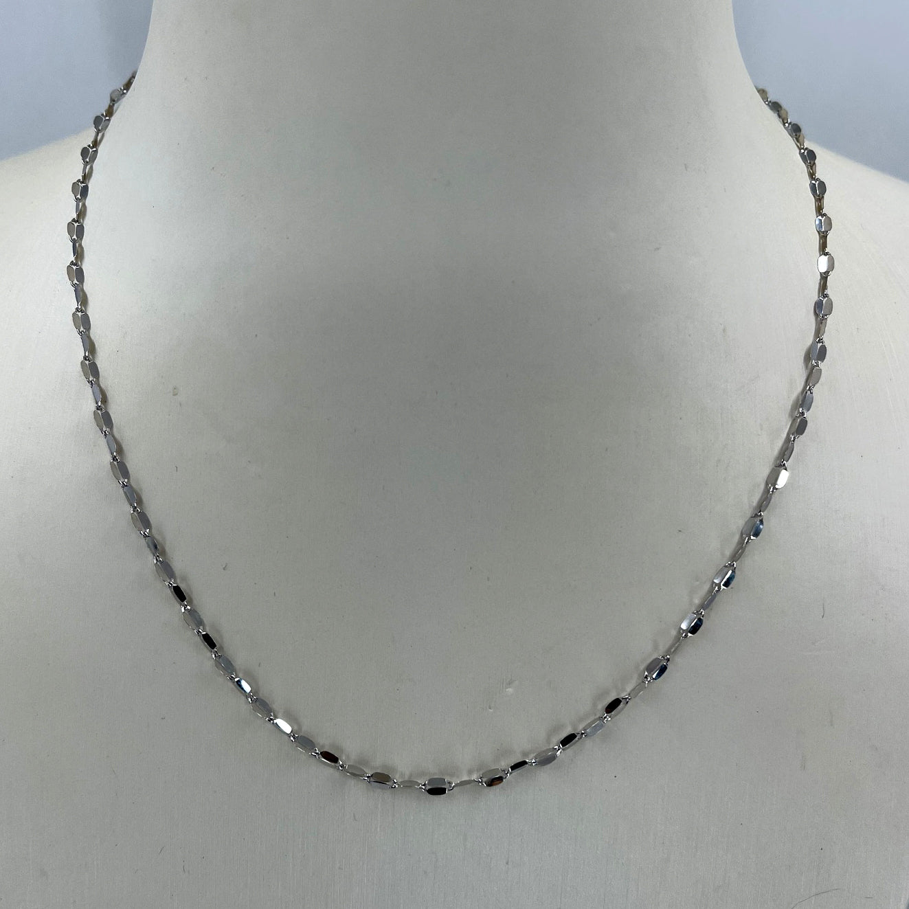 14K Solid White Gold Link Chain 16