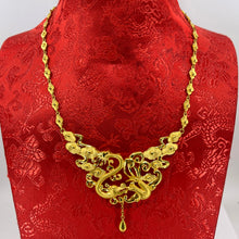 將圖片載入圖庫檢視器 24K Solid Yellow Gold Wedding Dragon Phoenix Chain Necklace 46.6 Grams
