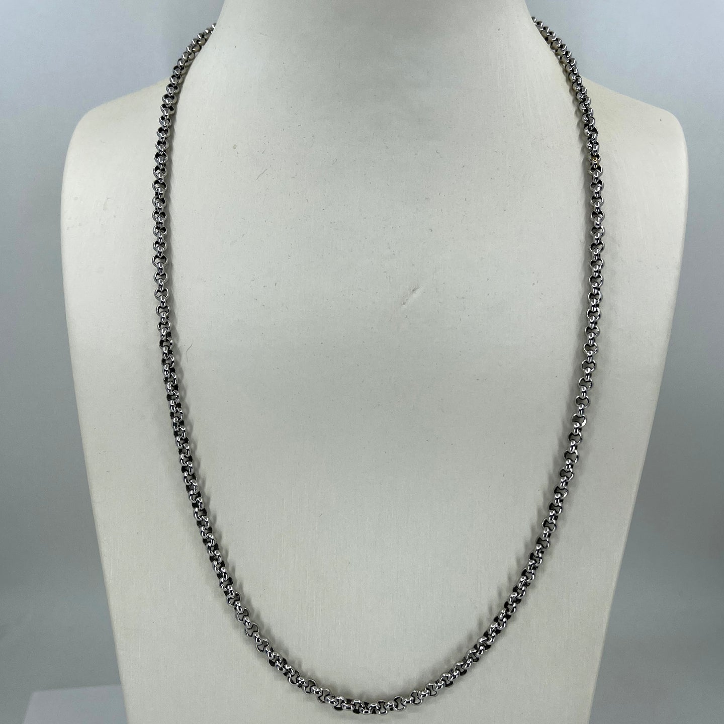 18K Solid White Gold Cable Link Chain 22