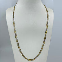 Load image into Gallery viewer, 14K Solid Two Tone Yellow White Gold Flat Stone Cut Cuban Link Chain 24&quot; 13.5 Grams
