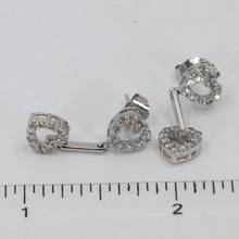 將圖片載入圖庫檢視器 14K Solid White Gold Diamond Hanging Double Heart Stud Earrings D0.66 CT
