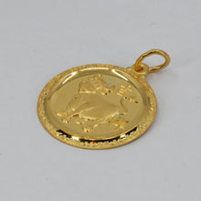 Load image into Gallery viewer, 24K Solid Yellow Gold Round Zodiac Ox Cow Pendant 5.5 Grams
