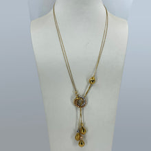 將圖片載入圖庫檢視器 18K Solid Tri-Color Gold Beads Dangling Necklace Chain 18.6 Grams
