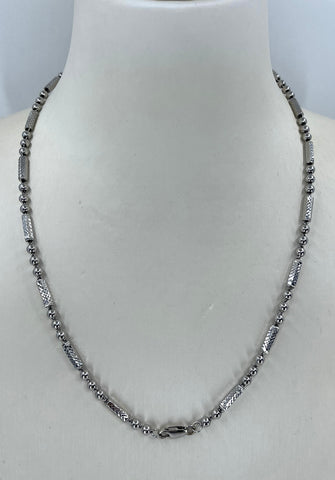 14K Solid White Gold Barrel Link Chain 18"" 14.8 Grams